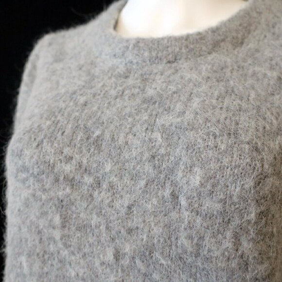 J Crew Puff-sleeve Fuzzy Crewneck Sweater AC265 Gray Alpaca Merino Womens Medium - Picture 2 of 6